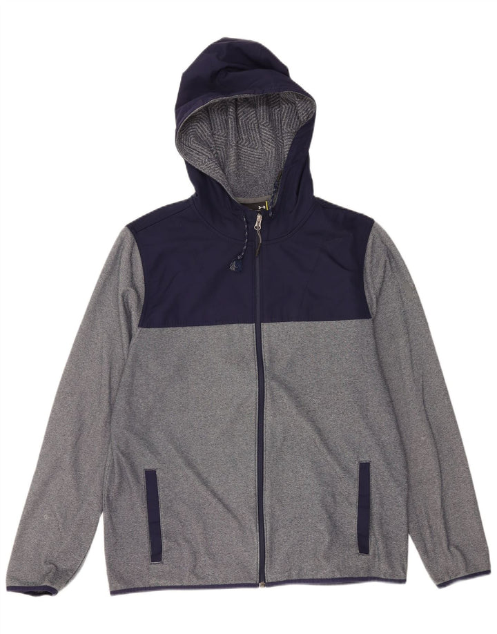 Under Armour Mens Zip Hoodie Sweater Large Grey Colourblock Polyester
