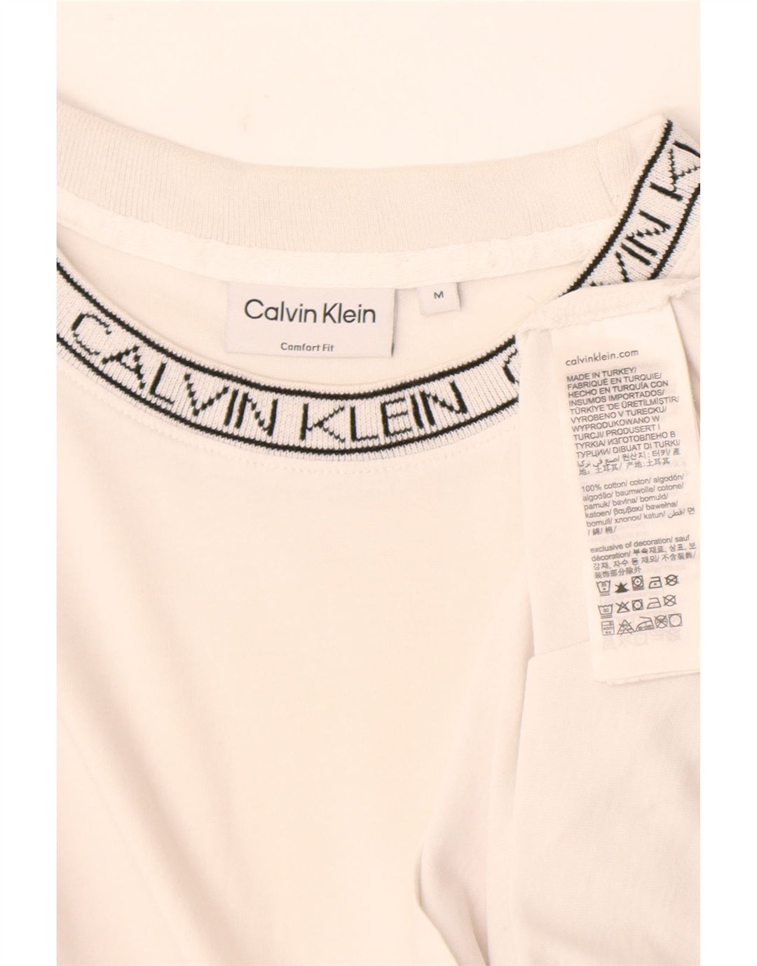 Calvin Klein Mens Graphic T-Shirt Top Medium White Cotton