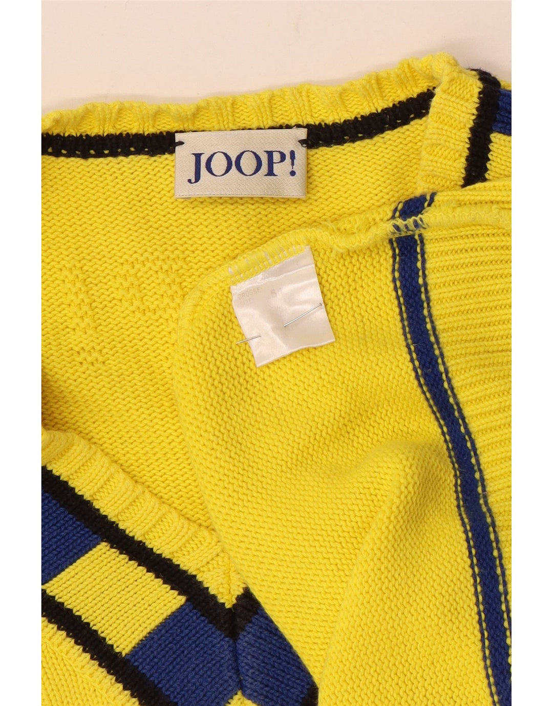 Joop Mens V-Neck Jumper Sweater IT 54 XL Yellow Argyle/Diamond