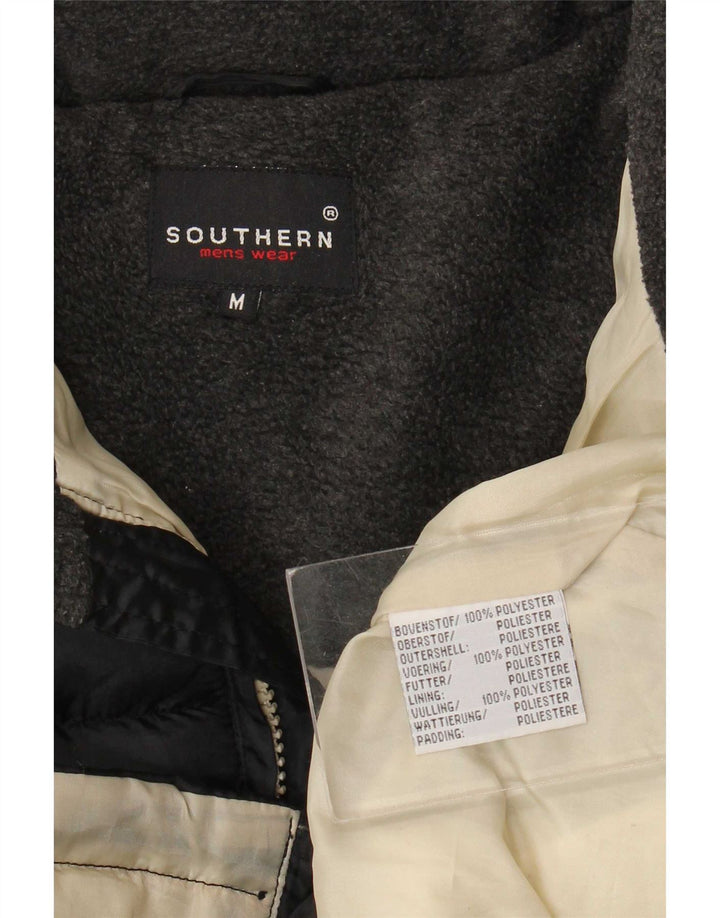 Southern Mens Padded Jacket UK 38 Medium Black Colourblock Polyester