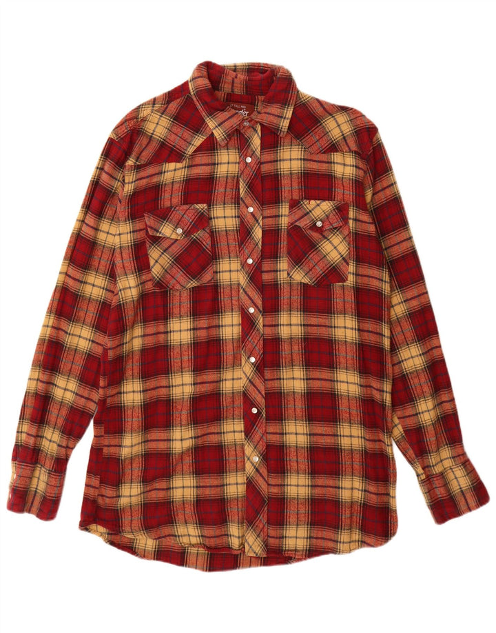 Wrangler Mens Flannel Shirt Large Red Check