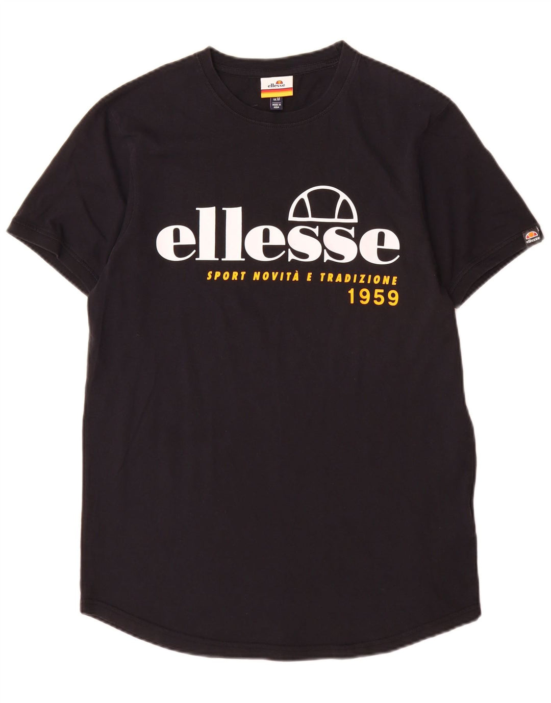 Ellesse Mens Graphic T-Shirt Top Medium Black Cotton