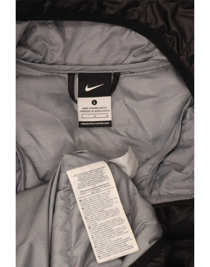 Nike Mens Hooded Padded Jacket UK 40 Large Black Polyester