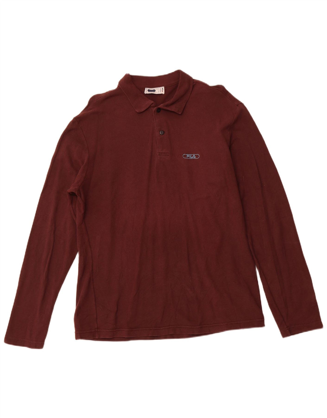Fila Mens Long Sleeve Polo Shirt Medium Burgundy