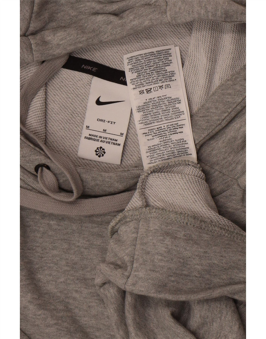 Nike Mens Dri Fit Hoodie Jumper Medium Grey Cotton