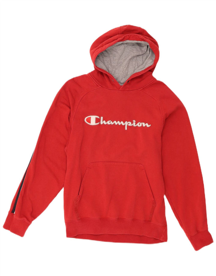 Champion Mens Graphic Hoodie Jumper Medium Red Colourblock