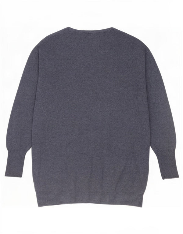 Marks & Spencer Womens Oversized Cardigan Sweater UK 16 Large Navy Blue
