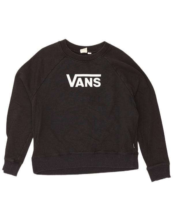 Vans Womens Graphic Loose Fit Sweatshirt Jumper UK 6 XS Black Cotton