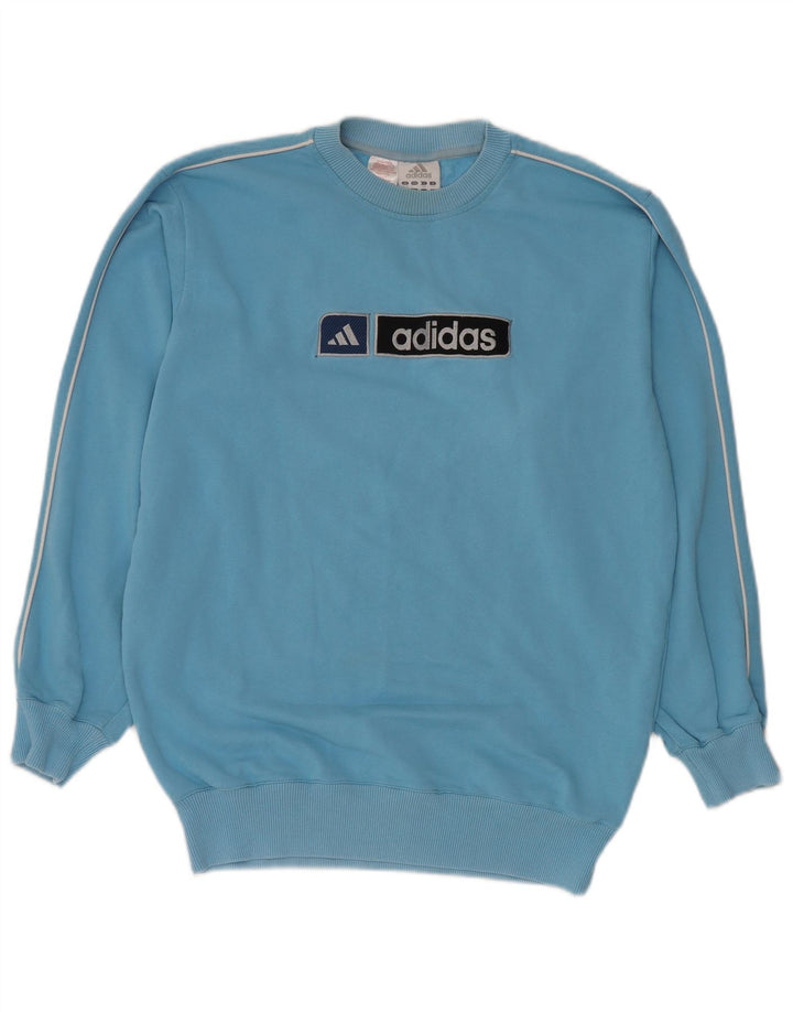 ADIDAS Boys Oversized Graphic Sweatshirt Jumper 15-16 Years Blue Cotton