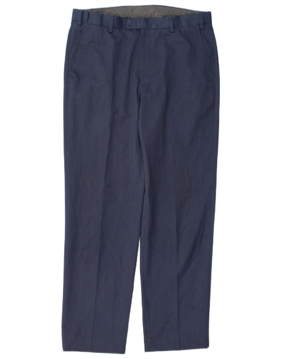 Marks & Spencer Mens Regular Fit Suit Trousers W34 L31 Navy Blue Polyester