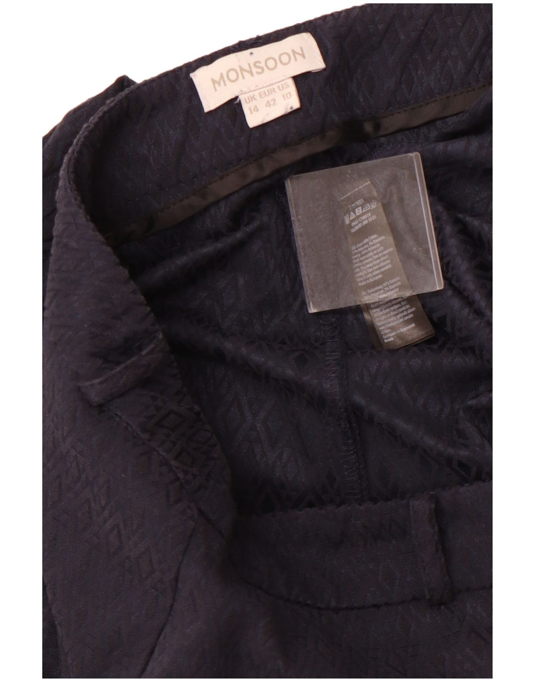 MONSOON Womens Casual Trousers UK 14 Large W34 L29 Navy Blue