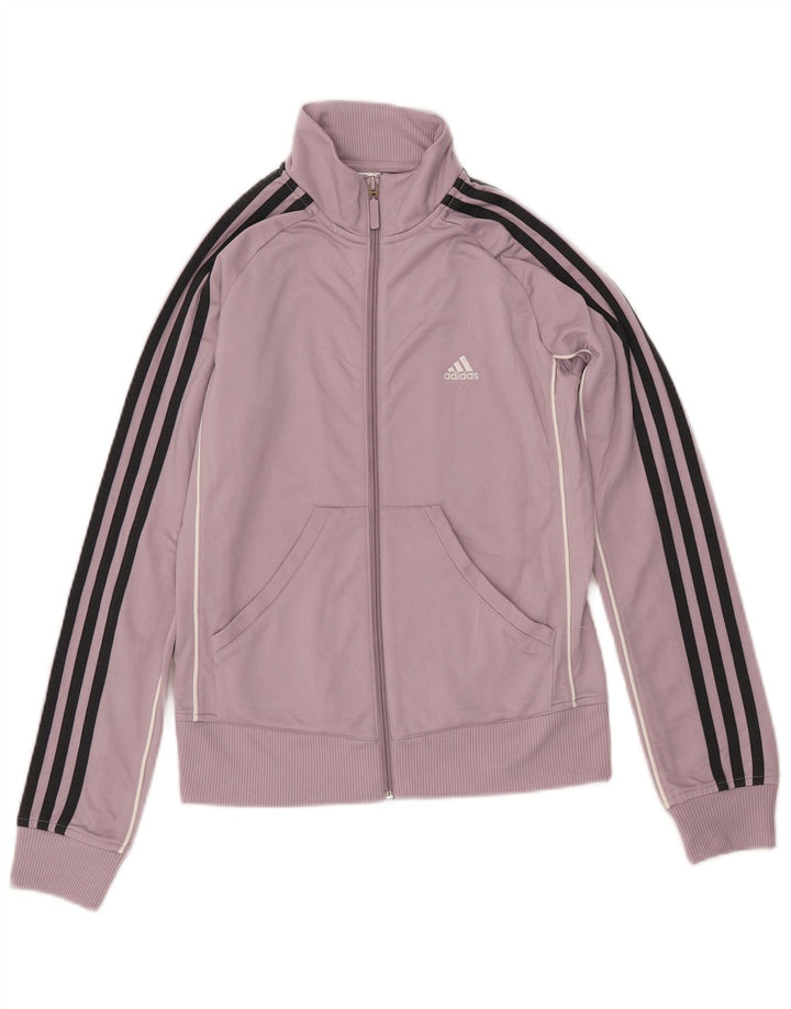 ADIDAS Womens Tracksuit Top Jacket UK 12 Medium Purple Cotton