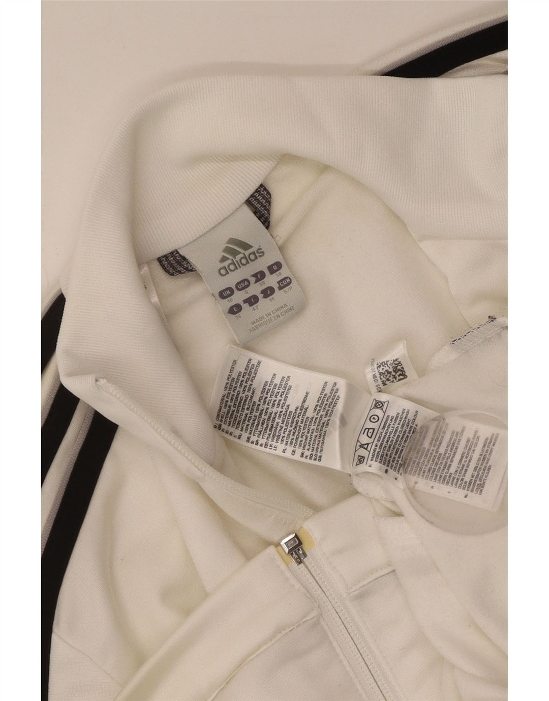 Adidas Womens Tracksuit Top Jacket UK 10 Small White Polyester