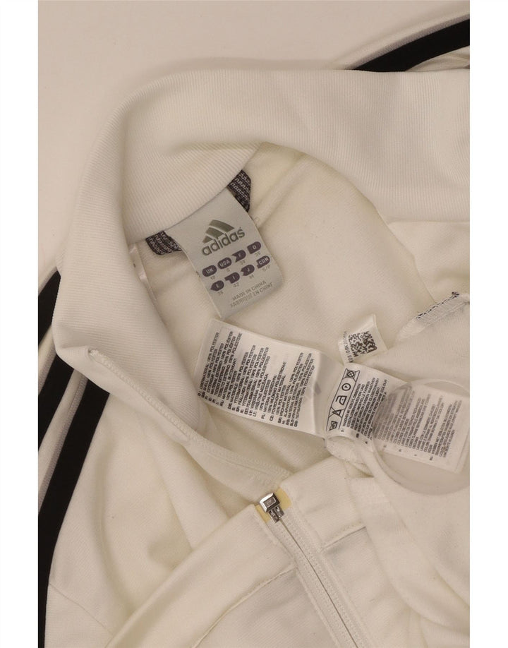 Adidas Womens Tracksuit Top Jacket UK 10 Small White Polyester