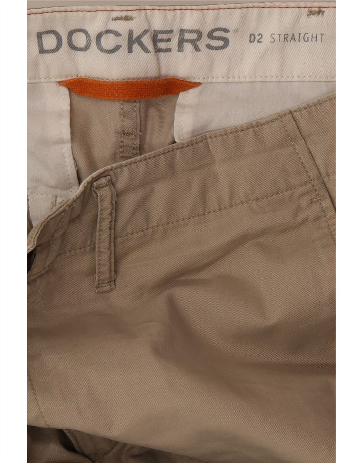 DOCKERS Mens Straight Chino Trousers W32 L34 Beige Cotton Classic