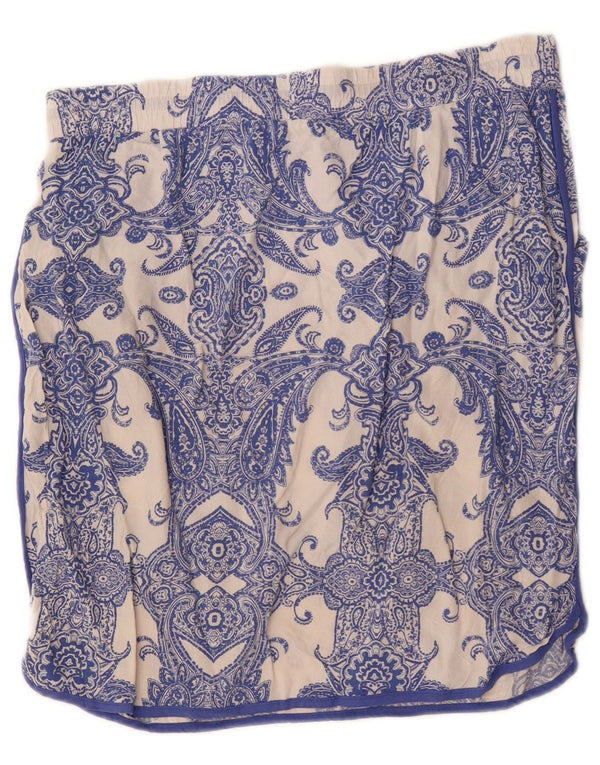 Marks & Spencer Womens Straight Skirt UK 14 Large W34 Blue Paisley Viscose