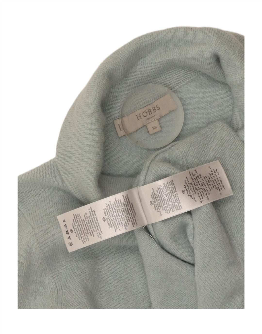 Hobbs Womens Crop Roll Neck Jumper Sweater UK 4 XS Blue Wool