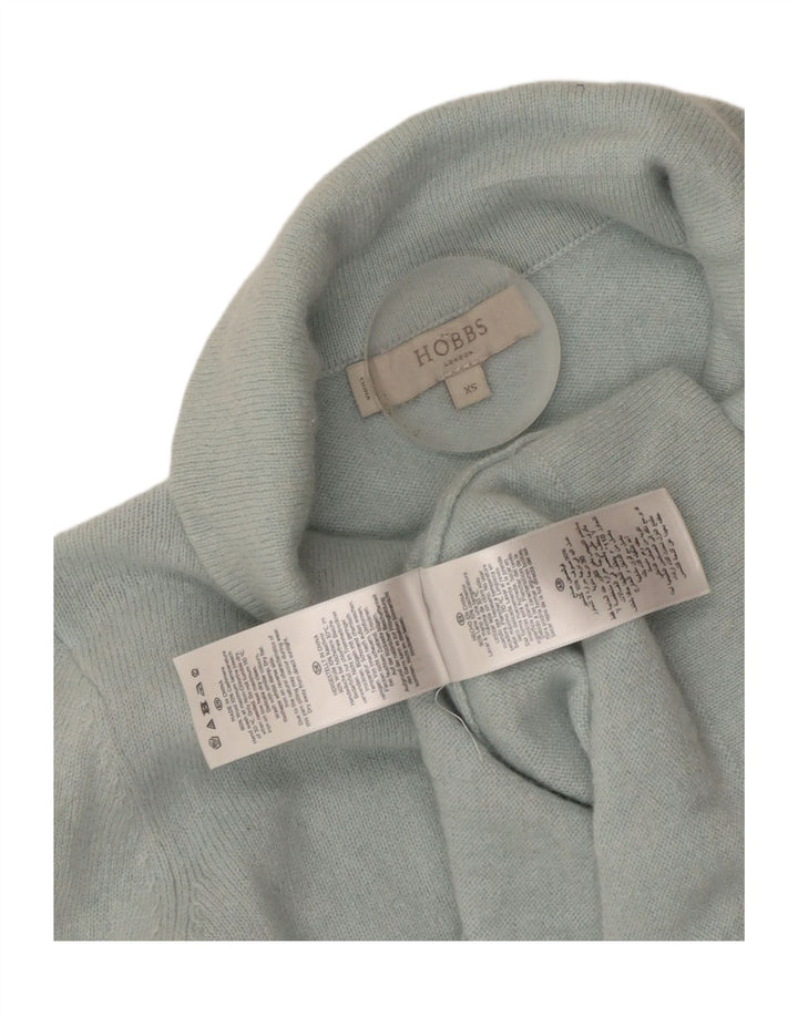 Hobbs Womens Crop Roll Neck Jumper Sweater UK 4 XS Blue Wool