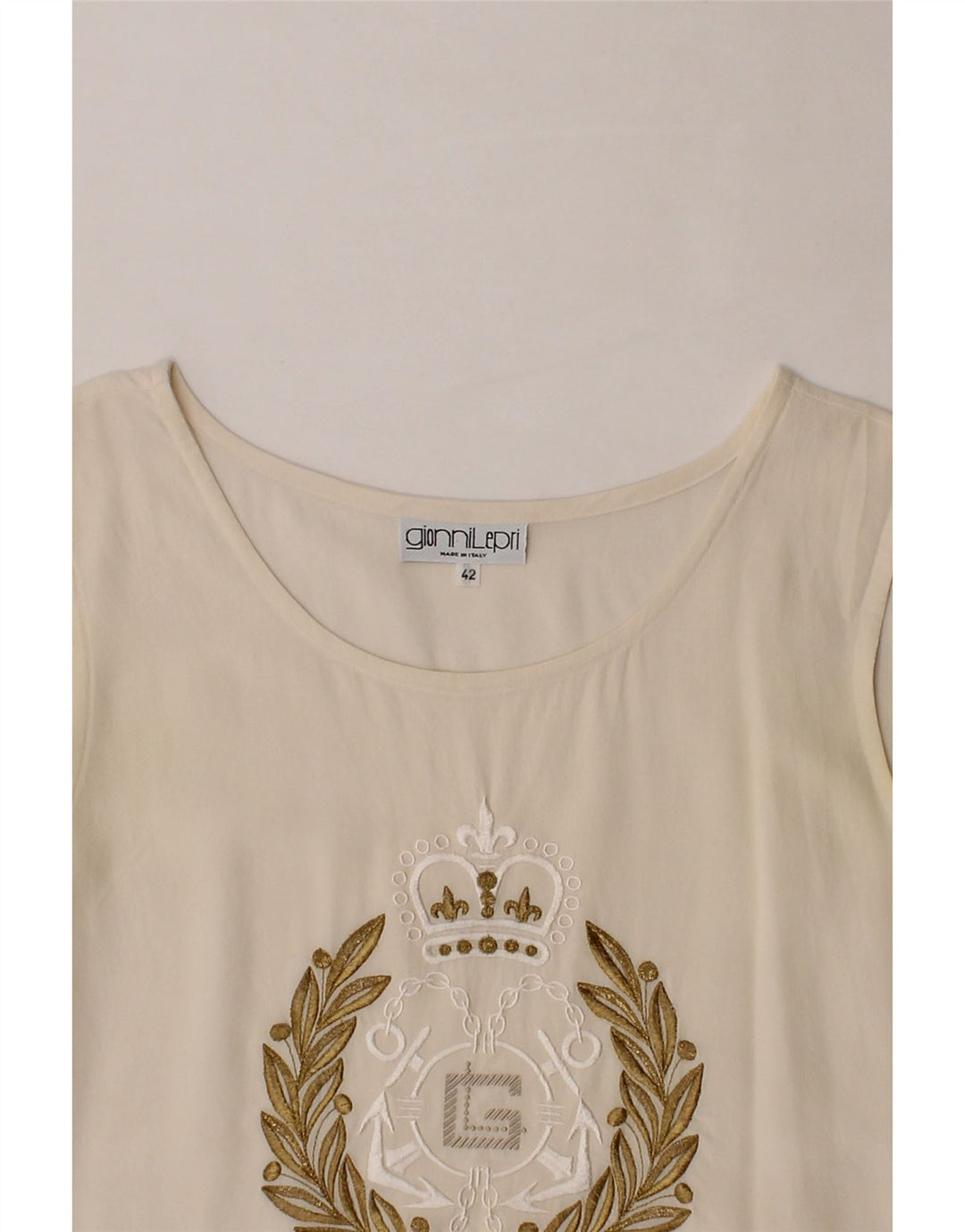 VINTAGE Womens See Through Sleeveless Blouse Top IT 42 Medium Off White Vintage Vintage and Second-Hand Vintage from Messina Hembry 