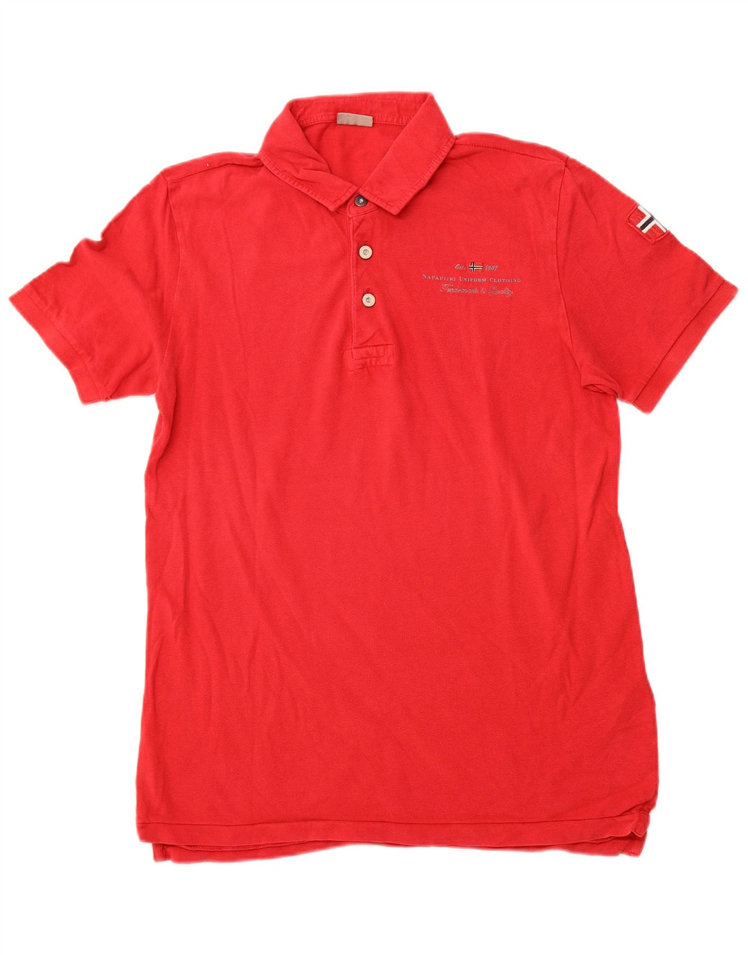 NAPAPIJRI Mens Polo Shirt Large Red Cotton