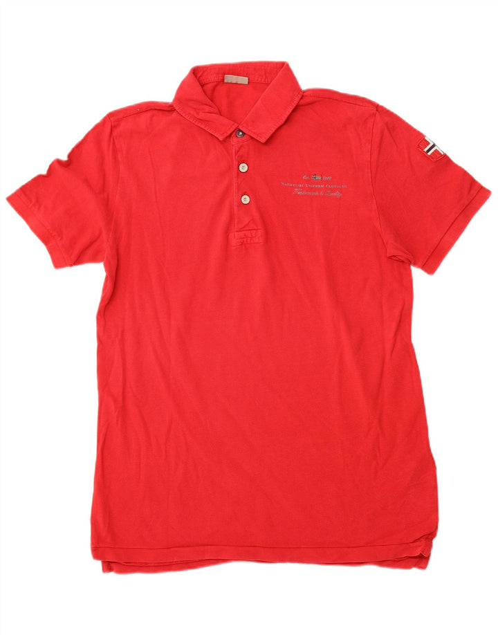 NAPAPIJRI Mens Polo Shirt Large Red Cotton