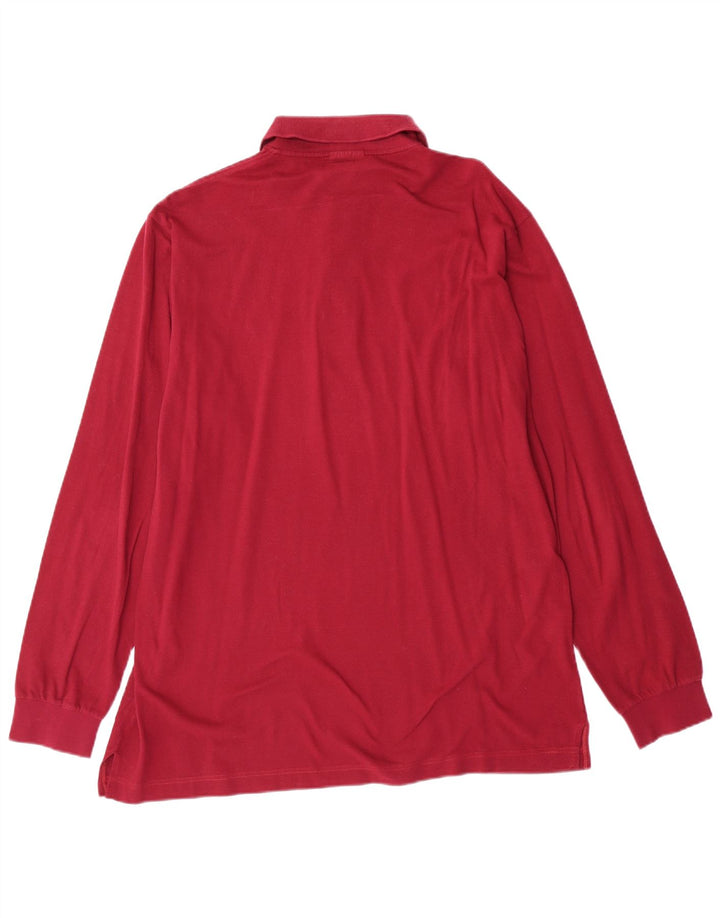 SERGIO TACCHINI Mens Long Sleeve Polo Shirt Medium Maroon Cotton