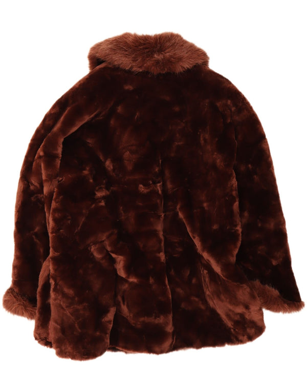 Stefano Serapian Womens Faux Fur Oversized Duffle Coat UK 10 Small Brown