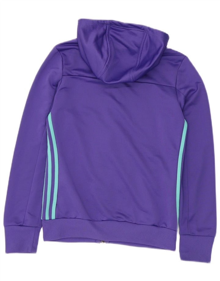 ADIDAS Boys Zip Hoodie Sweater 13-14 Years Purple Polyester