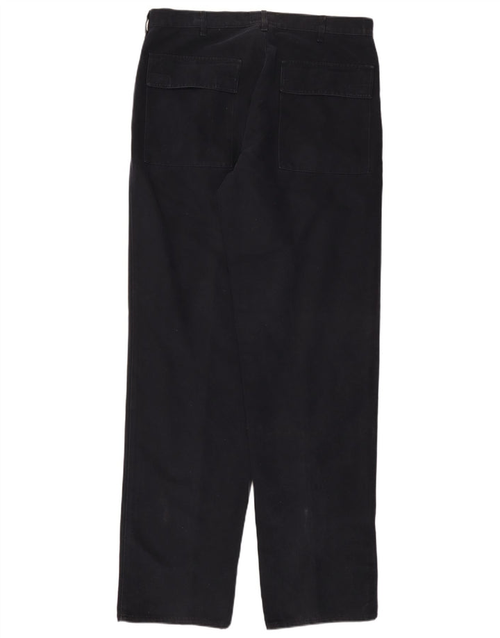 ARMANI Mens Straight Chino Trousers EU 52 XL W36 L36 Navy Blue Cotton