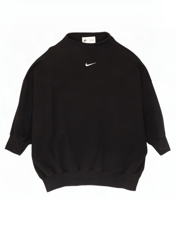 Nike Womens Oversized Sweatshirt Jumper UK 16 Large Black Cotton