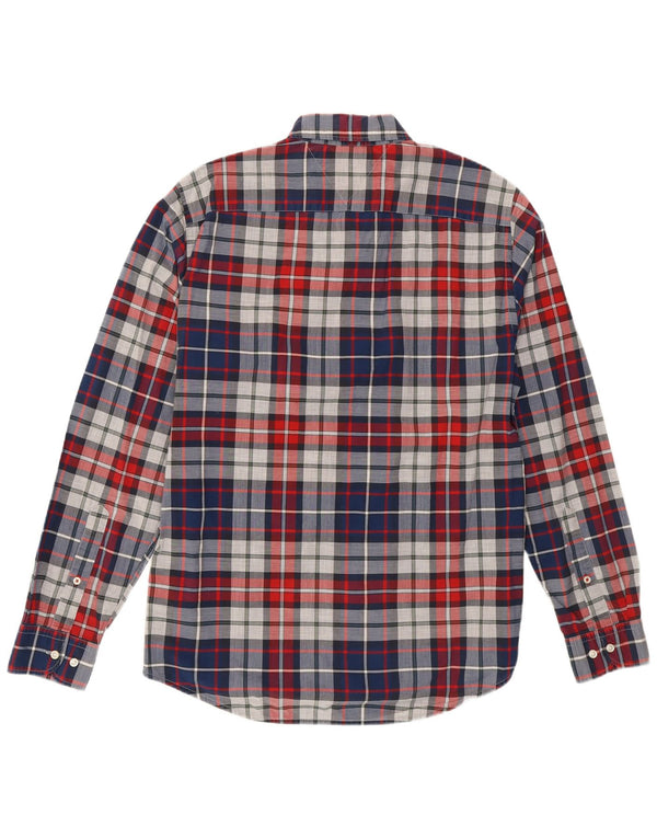 Tommy Hilfiger Mens New York Fit Shirt Medium Blue Plaid Cotton