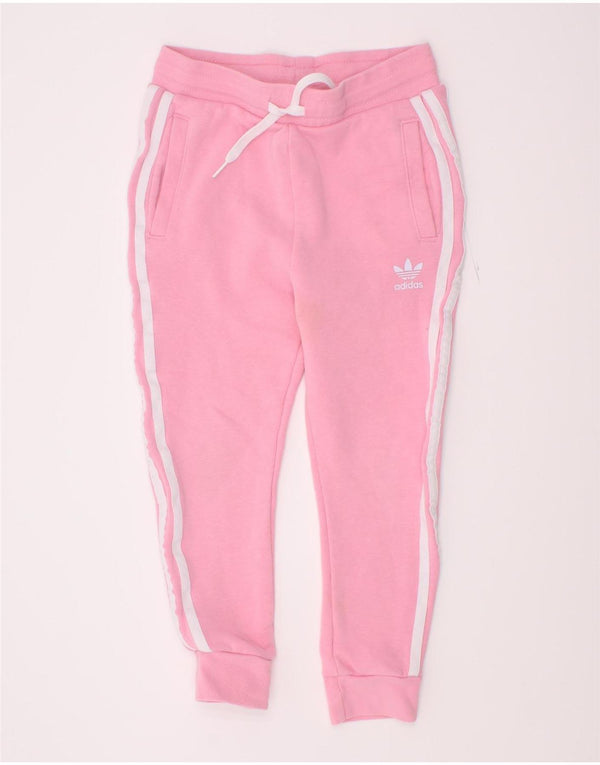 Adidas Girls Tracksuit Trousers Joggers 5-6 Years Pink Cotton