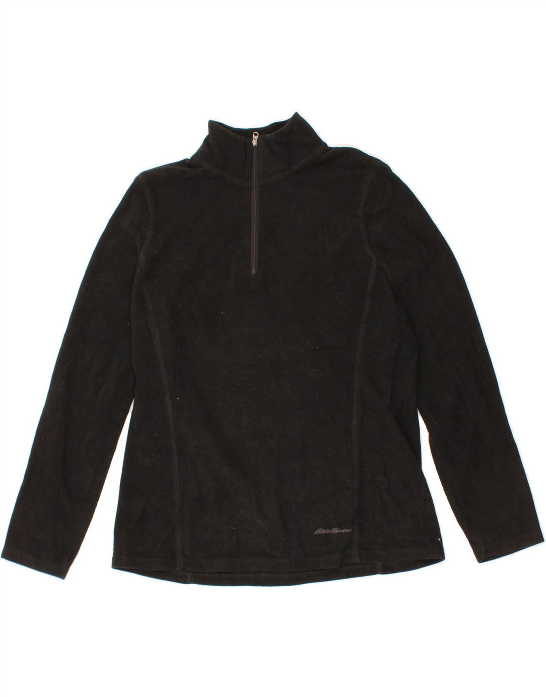 EDDIE BAUER Womens Zip Neck Fleece Jumper UK 14 Medium Black Polyester Vintage Eddie Bauer and Second-Hand Eddie Bauer from Messina Hembry 