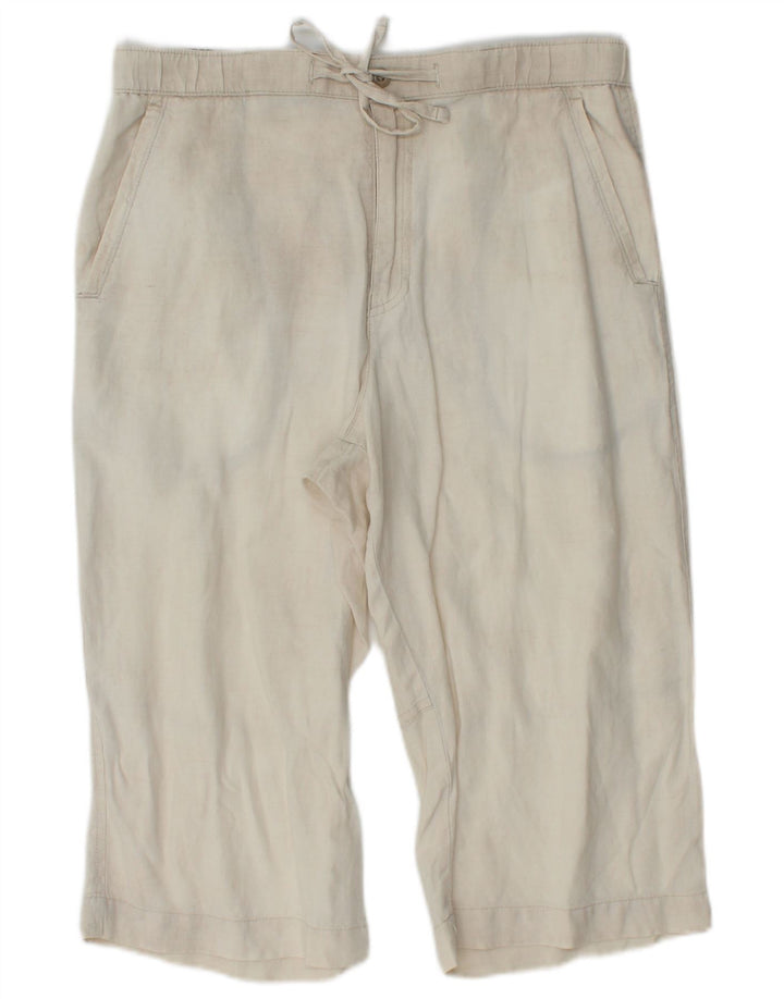 MARKS & SPENCER Mens Blue Harbour Bermuda Shorts W32 Medium Beige Linen