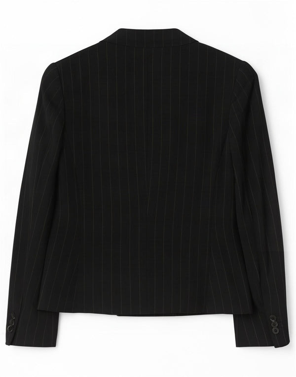 Max Mara Womens Double Breasted Blazer Jacket UK 12 Medium Black Pinstripe