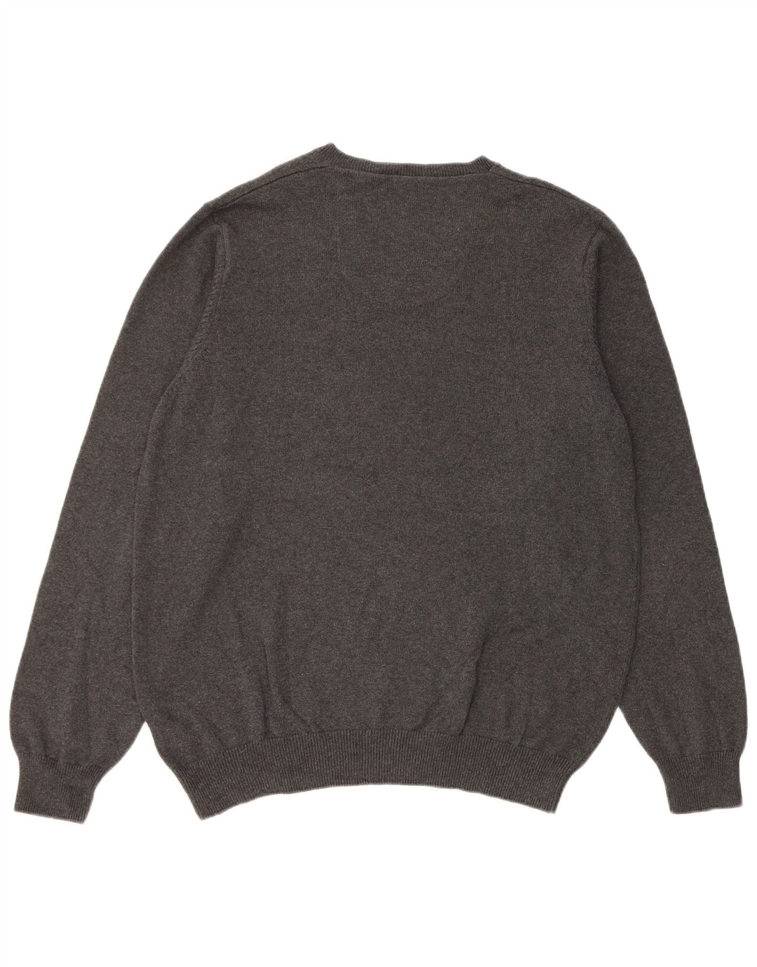Marks & Spencer Mens Regular Fit V-Neck Jumper Sweater Large Grey Cotton
