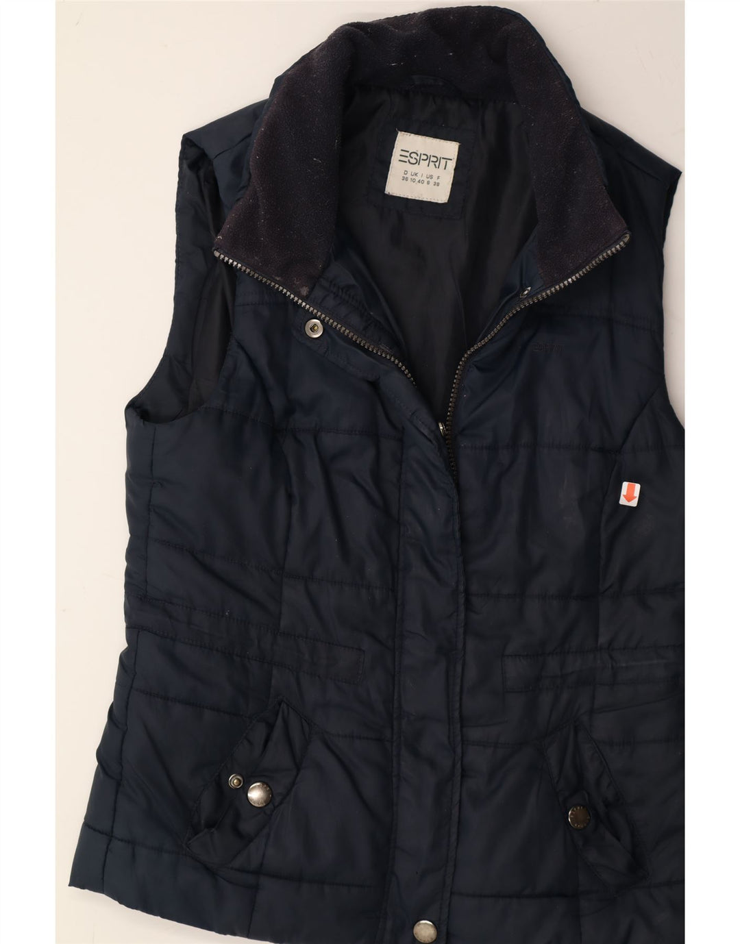 ESPRIT Womens Gilet UK 10 Small Navy Blue Polyester Vintage Esprit and Second-Hand Esprit from Messina Hembry 