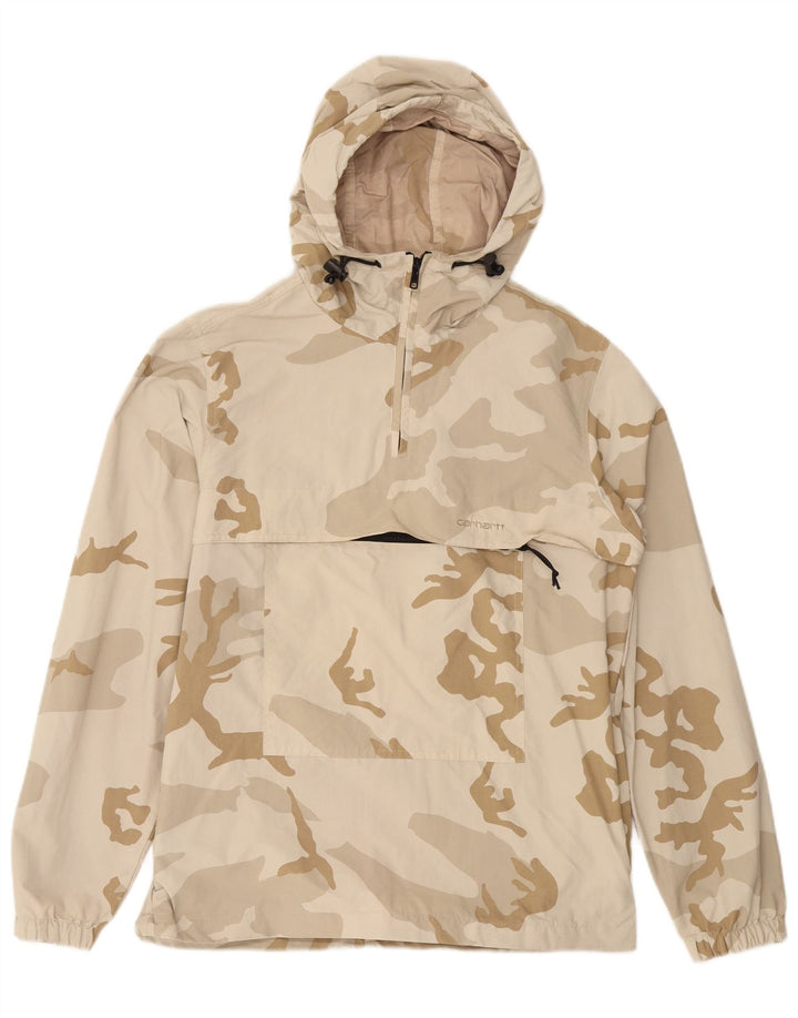 CARHARTT Mens Hooded Anorak Jacket UK 38 Medium Beige Camouflage Nylon