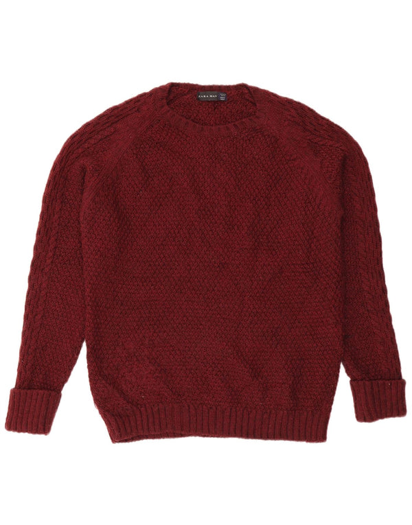 ZARA Mens Crew Neck Jumper Sweater XL Maroon