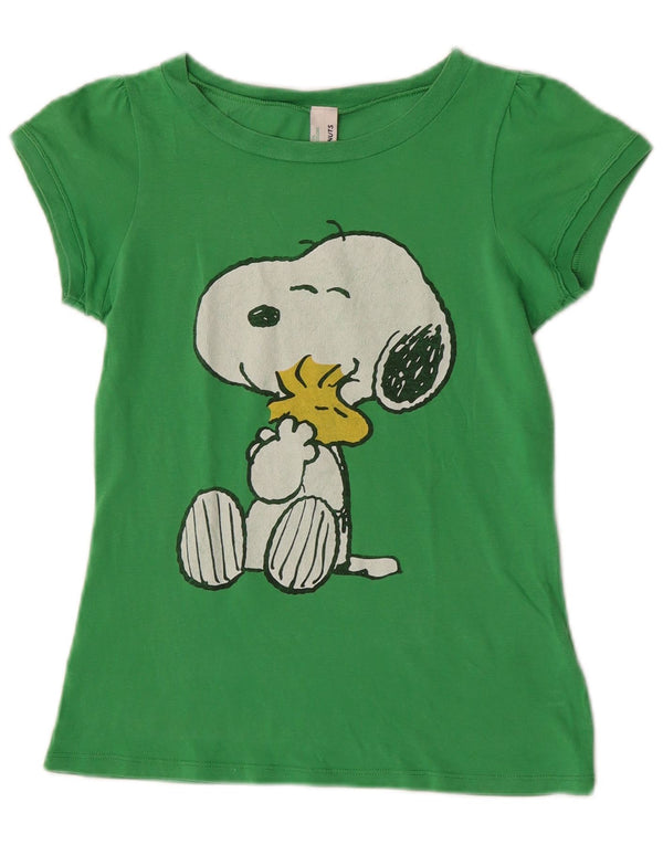 Benetton Girls Peanuts Graphic T-Shirt Top 10-11 Years XL Green Cotton