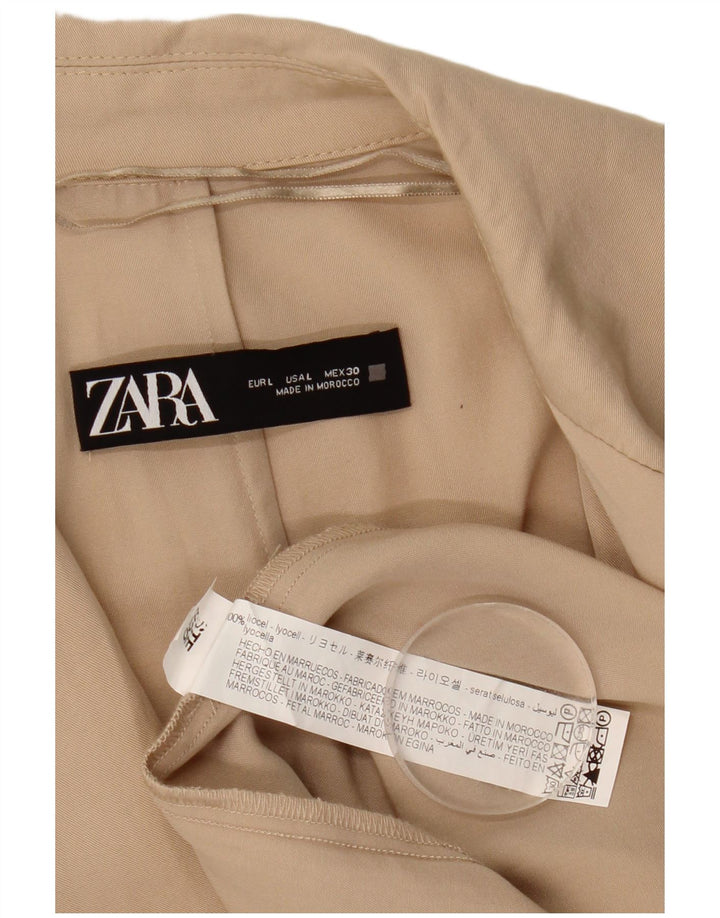 Zara Womens Overcoat UK 16 Large Beige Lyocell
