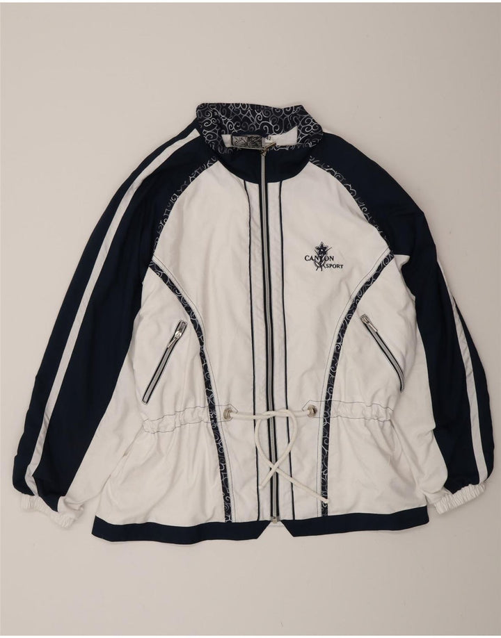 Canyon Mens Tracksuit Top Jacket UK 42 Large White Colourblock Polyester