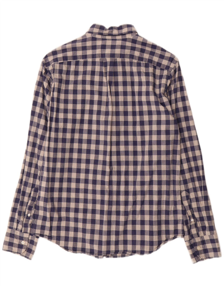 J. CREW Mens Slim Shirt Small Navy Blue Gingham Cotton