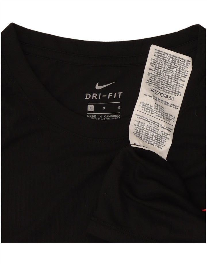 NIKE Mens Dri Fit Graphic T-Shirt Top Large Black Polyester