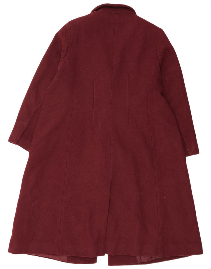 Marks & Spencer Womens Double Breasted Coat UK 20 2XL Burgundy Polyester