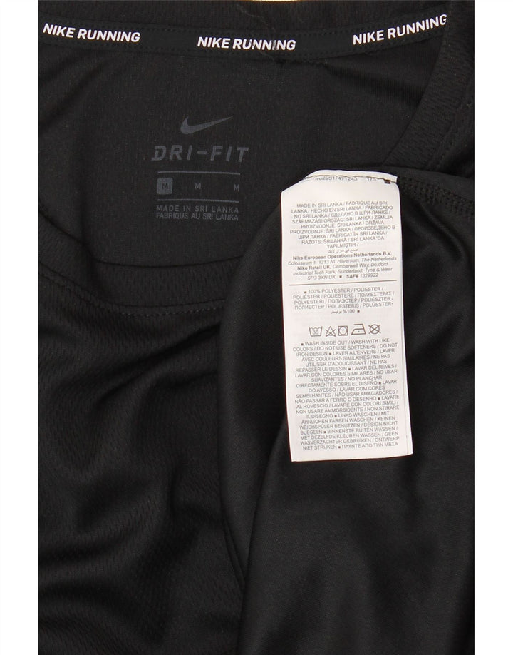 NIKE Womens Dri Fit T-Shirt Top UK 14 Medium Black Polyester