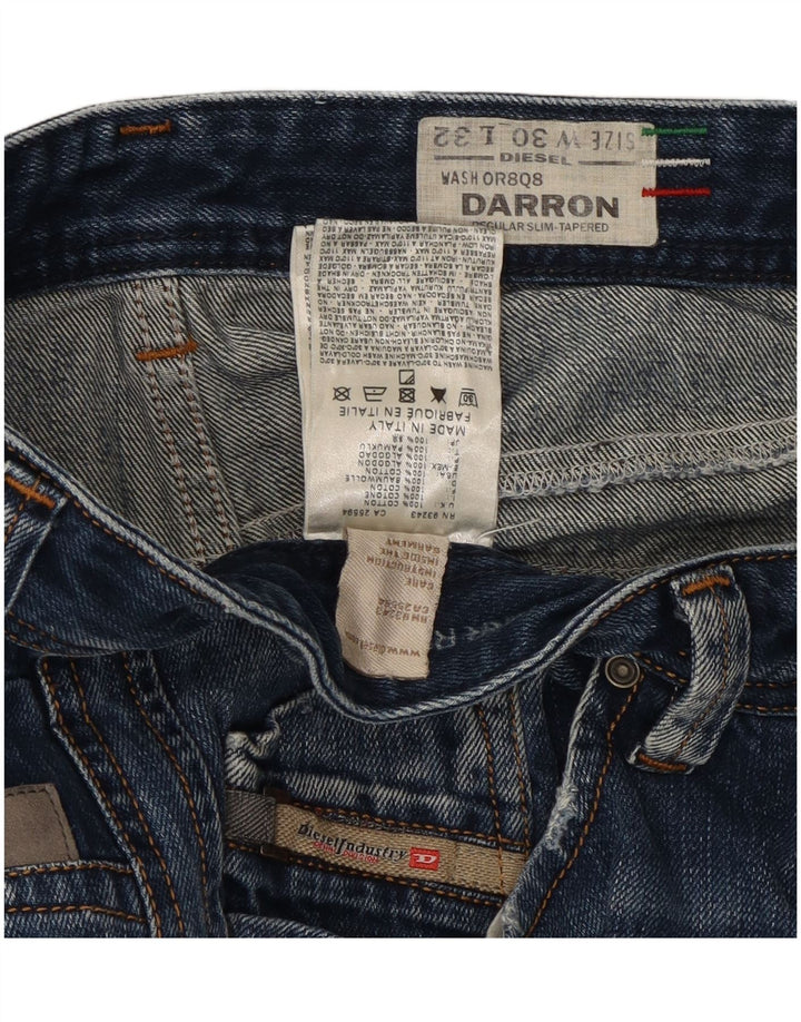 Diesel Mens Darron Distressed Slim Tapered Jeans W30 L32 Blue Cotton