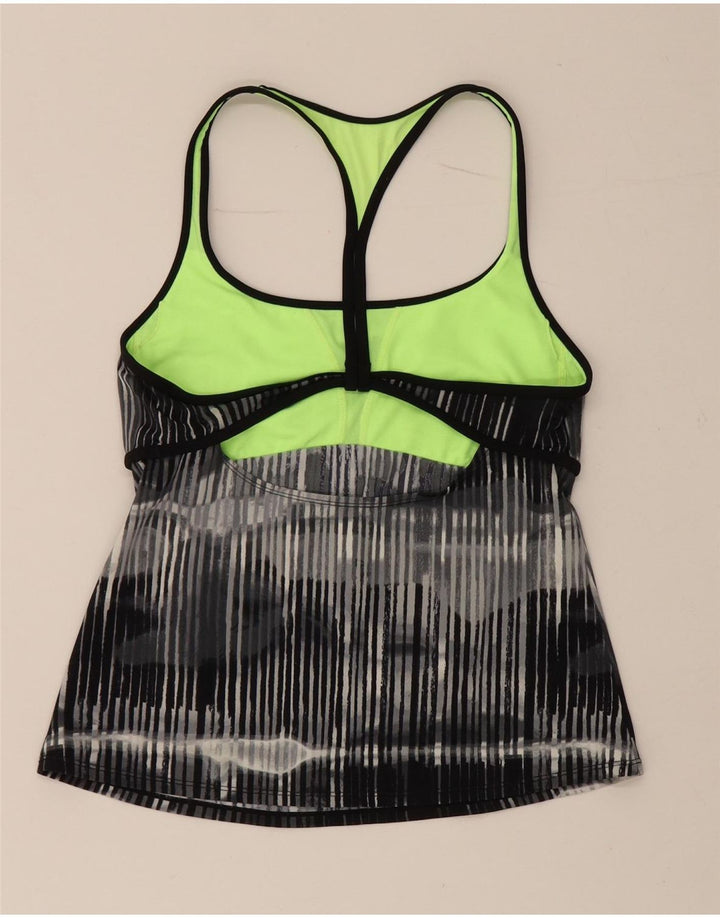 Nike Womens Vest Top UK 14 Large Black Striped Polyamide