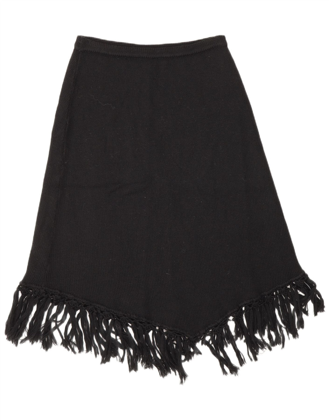Max & Co. Womens Asymmetric Knit A-Line Skirt Large W34  Black Virgin Wool