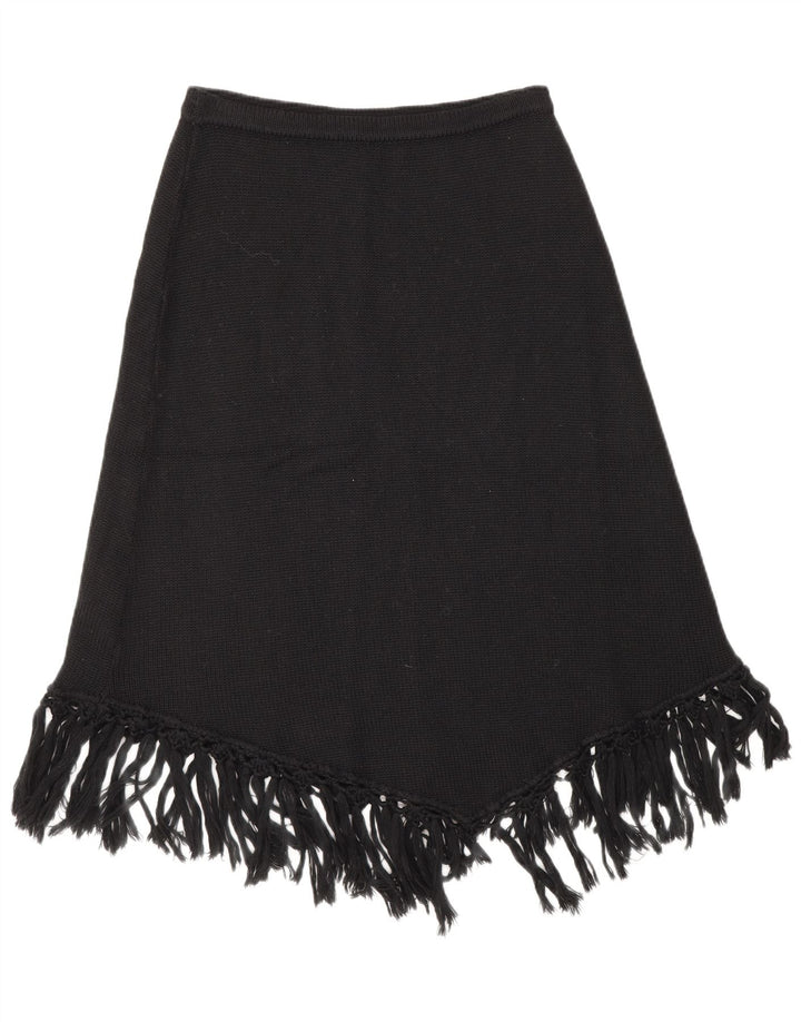 Max & Co. Womens Asymmetric Knit A-Line Skirt Large W34  Black Virgin Wool